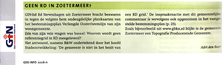 Zoetermeer heeft geen RD-grid